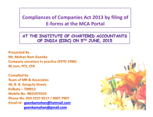 Compliances of Companies Act 2013 by filing of E
