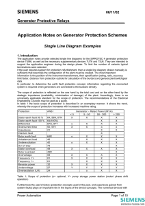 Application Notes on Generator Protection Schemes