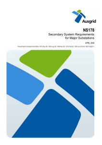 Secondary System Requirements for Major Substations