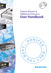 Sonifex Station Master and Talkback Intercoms Handbook V2.03