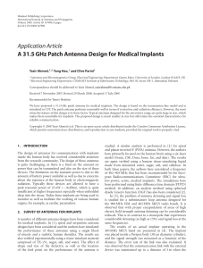 Application Article A 31.5 GHz Patch Antenna Design for Medical