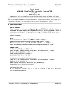 Course Memo (EEE 351) Principles of Communication Systems