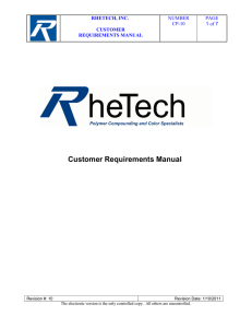 Customer Requirements Manual