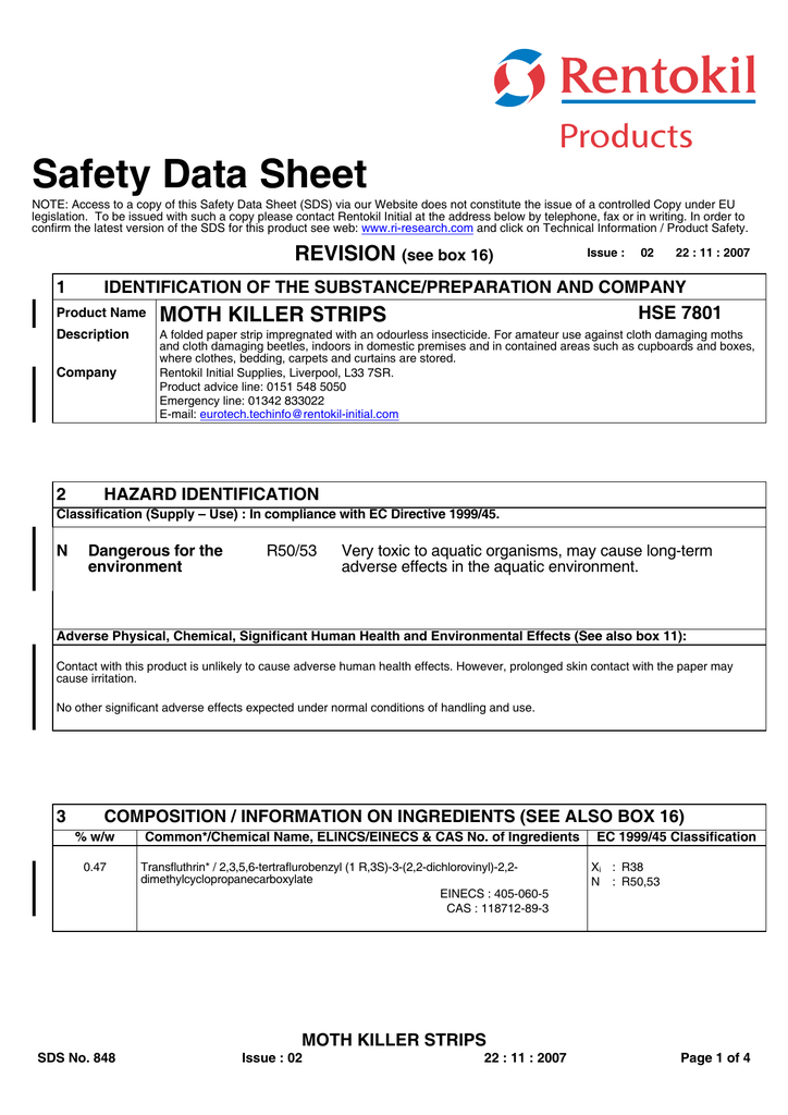 Safety Data Sheet Template Uk