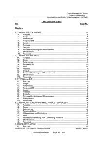TABLE OF CONTENTS Title Page No. Chapters 1. CONTROL OF