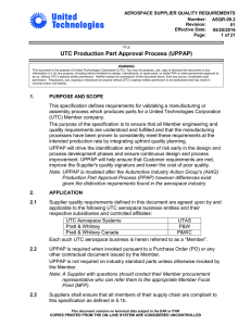 UTC Production Part Approval Process (UPPAP)