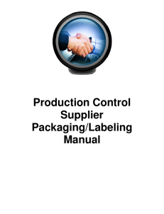 Production Control Supplier Packaging/Labeling Manual