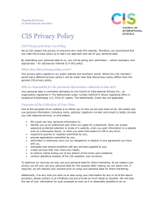 CIS Privacy Policy - Council of International Schools
