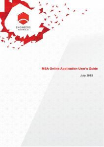 MSA Online Application User`s Guide