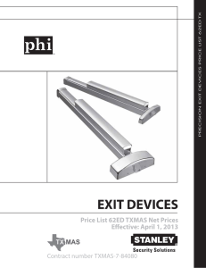 precision exit devices price list 62ed tx