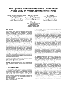 A Case Study on Amazon.com Helpfulness Votes