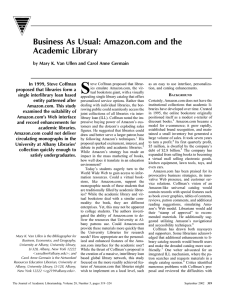 Business As Usual: Amazon.com and the Academic Library