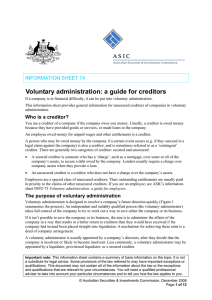 Voluntary administration: a guide for creditors