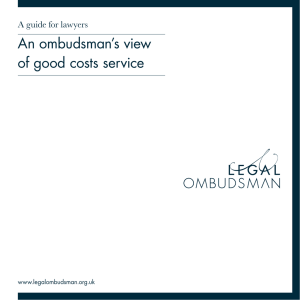 An ombudsman`s view of good costs service