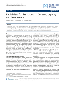 English law for the surgeon I: Consent, capacity and Competence