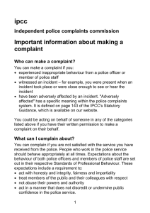 Important information about making a complaint