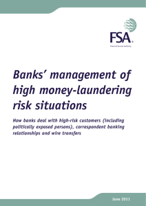 Banks` management of high money-laundering risk situations