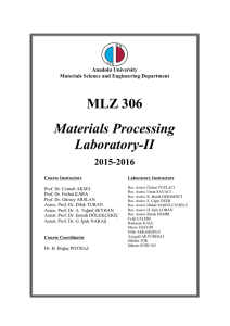 MLZ 306 Materials Processing Laboratory-II 2015-2016