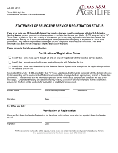 Statement of Selective Service Registration Status