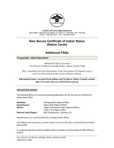 New Secure Certificate of Indian Status (Status Cards) Additional