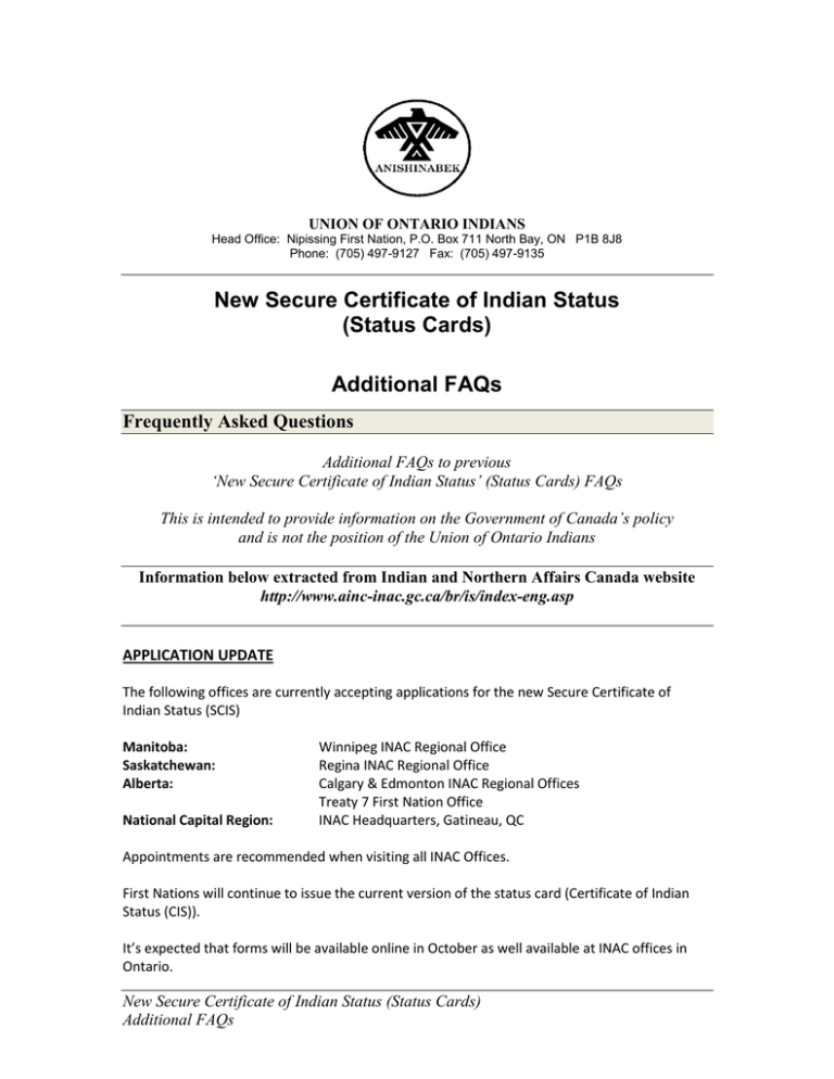 Certificate Of Indian Status Means