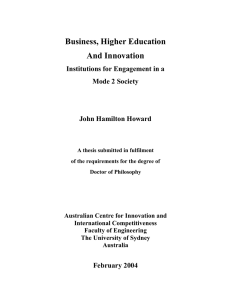 Business, Higher Education And Innovation