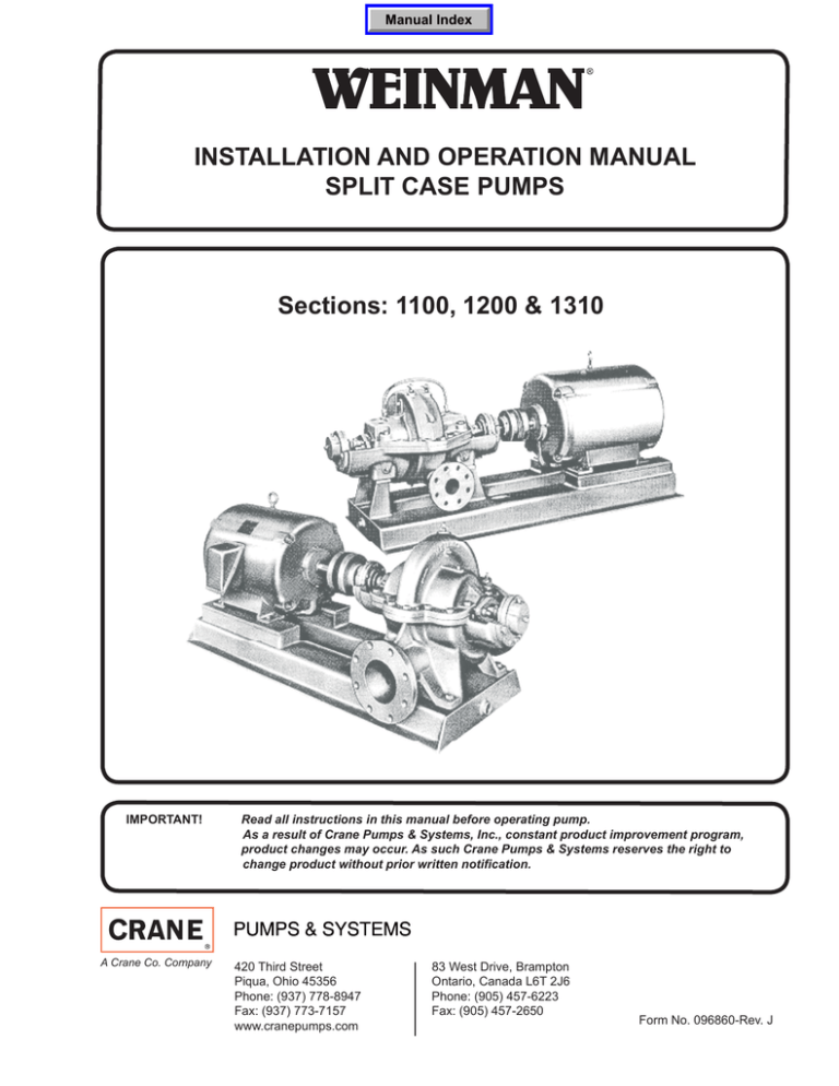 INSTALLATION AND OPERATION MANUAL SPLIT