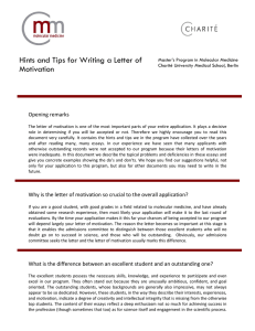 Hints and Tips for Writing a Letter of Motivation