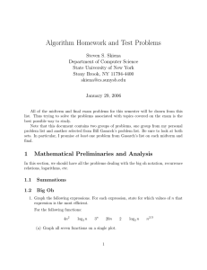 Algorithm Homework and Test Problems