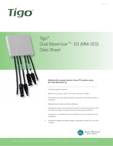 Tigo Dual Maximizer™- ES (MM-2ES) Data Sheet T D D T D D