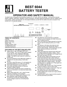 best 6044 battery tester - Associated Equipment Corp.