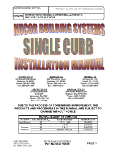 Nucor Building Systems Single Curb Installation Manual