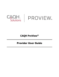 CAQH ProView Provider User Guide