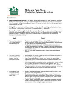 Myths and Facts About Health Care Advance Directives