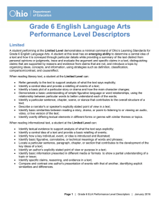 Grade 6 English Language Arts Performance Level Descriptors