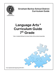 Language Arts* Curriculum Guide 7th Grade - Gresham