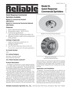 Life Safety XL QR Commercial Sprinkler Datasheet