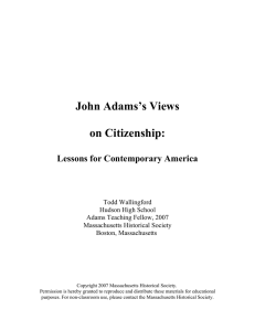 John Adams`s Views on Citizenship - Massachusetts Historical Society