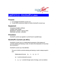 LabFA13-2– Kirchhoff`s Laws