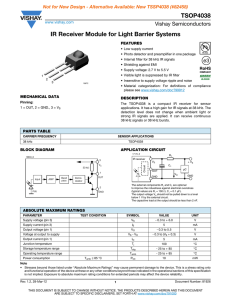 TSOP4038 IR Receiver Module for Light Barrier Systems