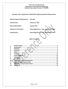 University of Saskatchewan Department of Mechanical Engineering