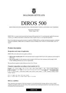 DIROS 500 - high strength fine grained pressure vessel