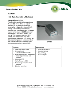 EXM020 160 Watt Dimmable LED Ballast Exclara Product Brief