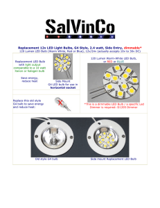 Replacement 12v LED Light Bulbs, G4 Style, 2.4 watt, Side Entry