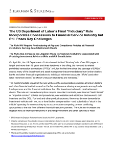 The US Department of Labor`s Final “Fiduciary