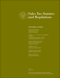 Sales Tax Statutes and Regulations