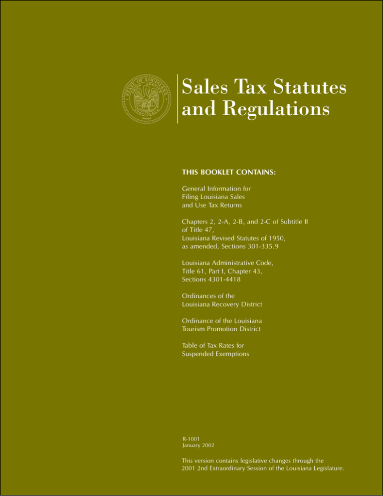 Sales Tax Statutes And Regulations