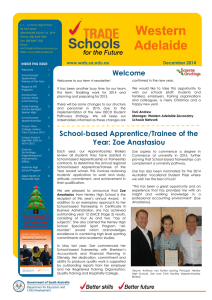 December 2014 Newsletter - Western Adelaide Trade School for the