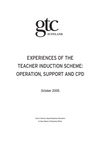 experiences of the teacher induction scheme: operation, support