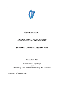 Government Legislative Programme Spring Summer 2015